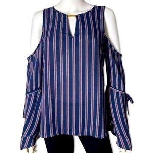 🇺🇸 Michael Kors Top Blouse 4th of July Bell Flare Sleeve Cold Shoulder XL